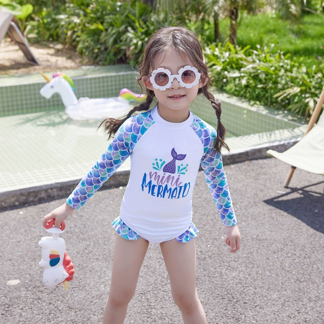 Kids One-piece Long Sleeves Swimwear