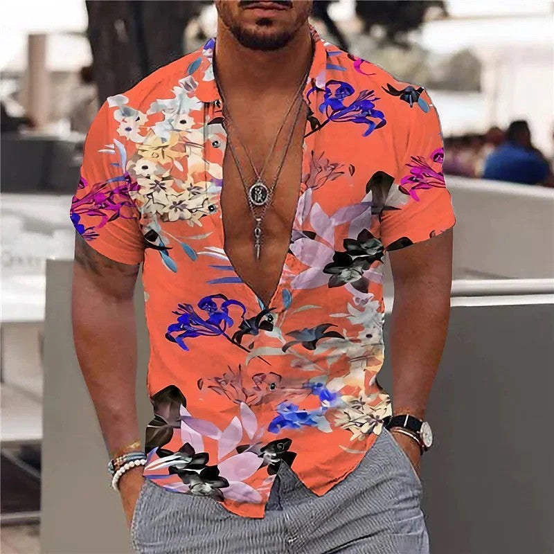 Hawaiian Short Sleeve Shirt Men's Lapel Shirt