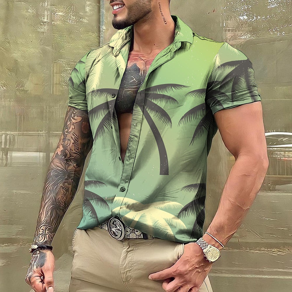 Hawaiian Short Sleeve Shirt Men's Lapel Shirt