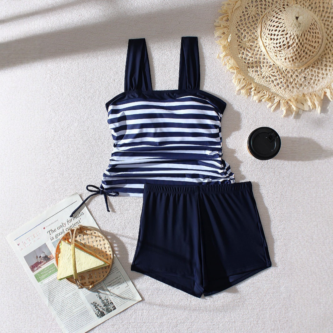 Plus Size Bikini Boxers Split Printed Swimwear