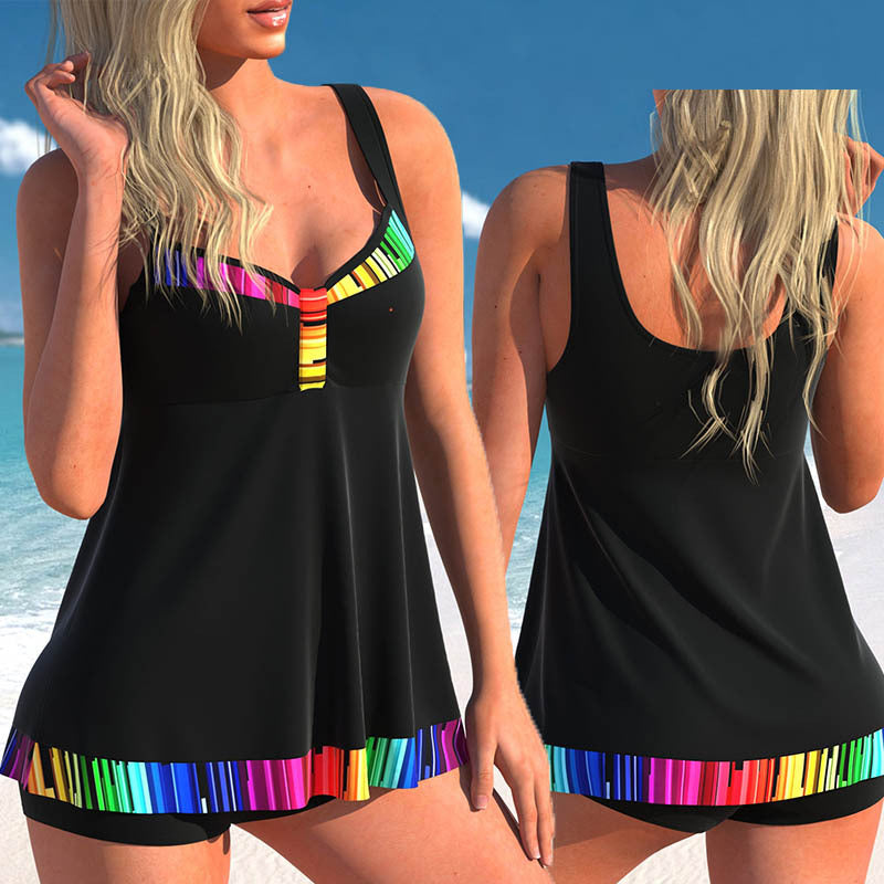 Women's Split Large Size Printed Skirt Swimwear