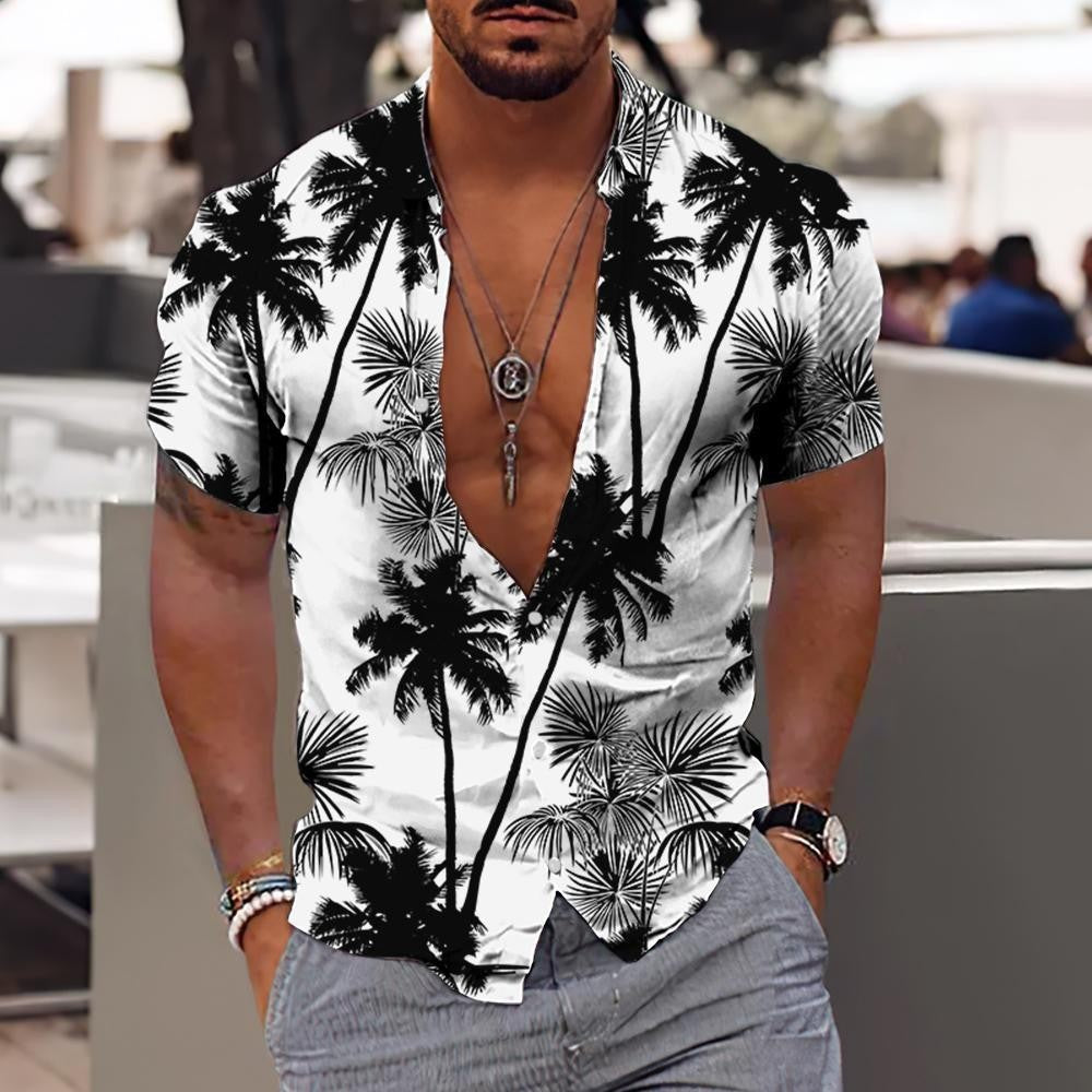 Hawaiian Short Sleeve Shirt Men's Lapel Shirt