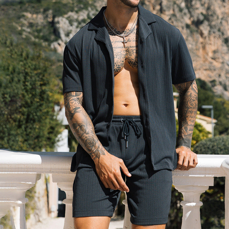 Men's Two Piece Beach Short Sleeve Set