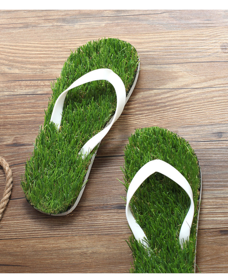Couple's Artificial Grass Beach Slippers