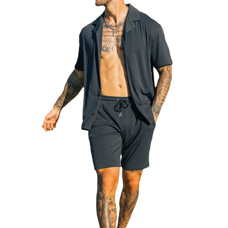 Men's Two Piece Beach Short Sleeve Set