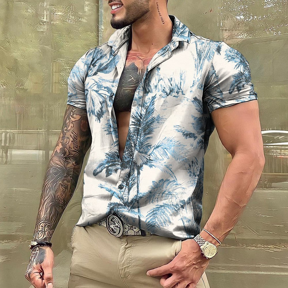 Hawaiian Short Sleeve Shirt Men's Lapel Shirt