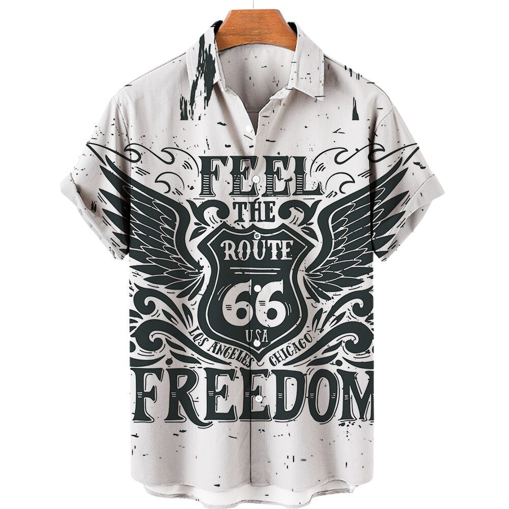 Hawaiian Shirt 66 Road Print European