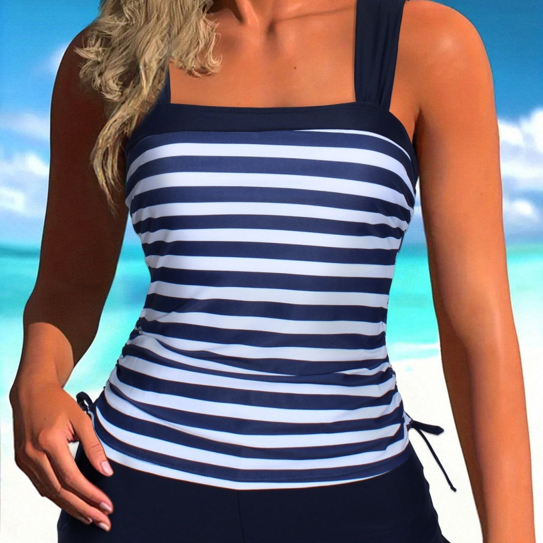 Plus Size Bikini Boxers Split Printed Swimwear