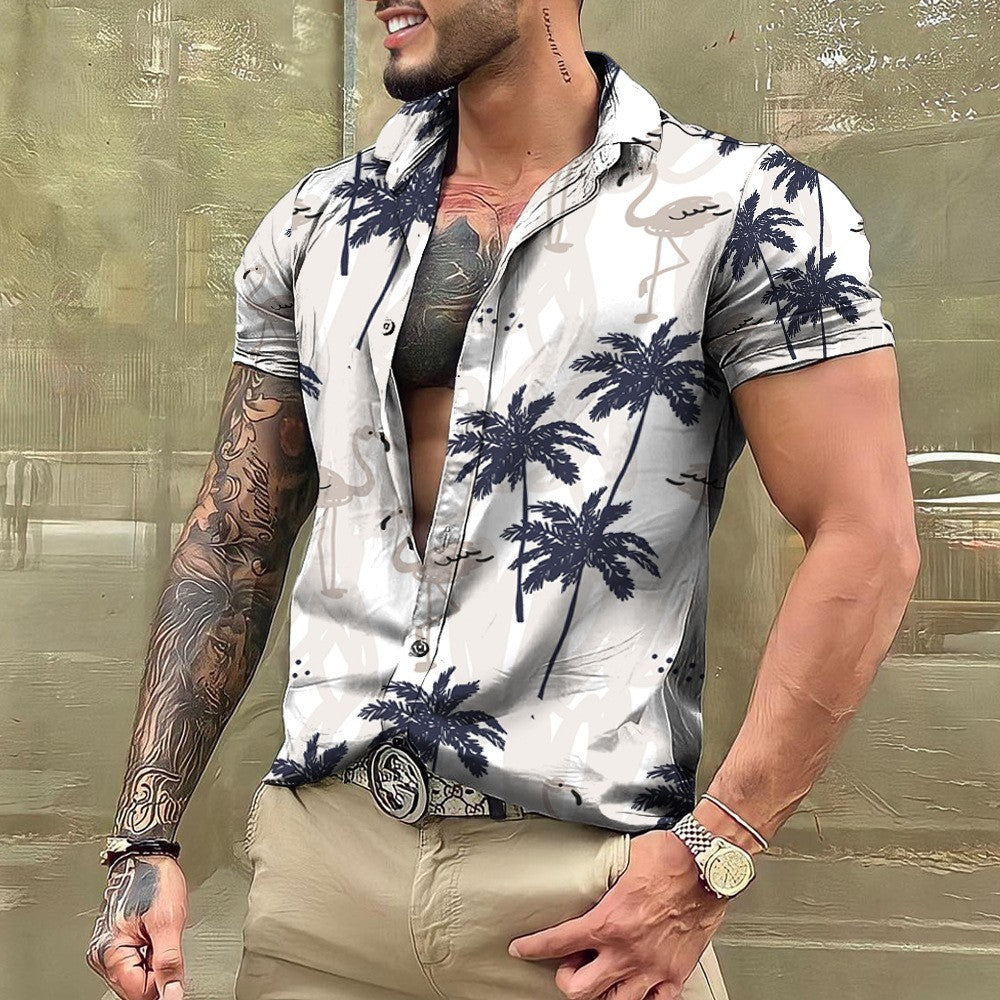 Hawaiian Short Sleeve Shirt Men's Lapel Shirt