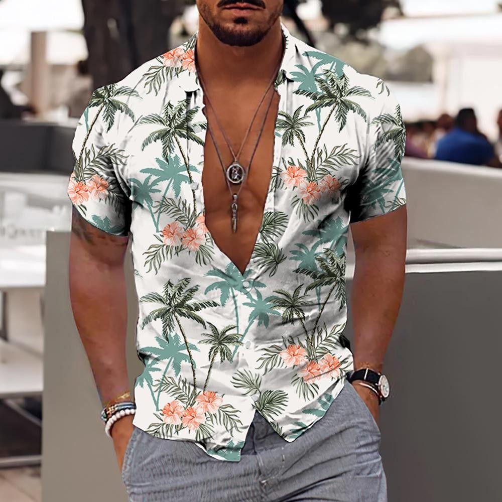 Hawaiian Short Sleeve Shirt Men's Lapel Shirt