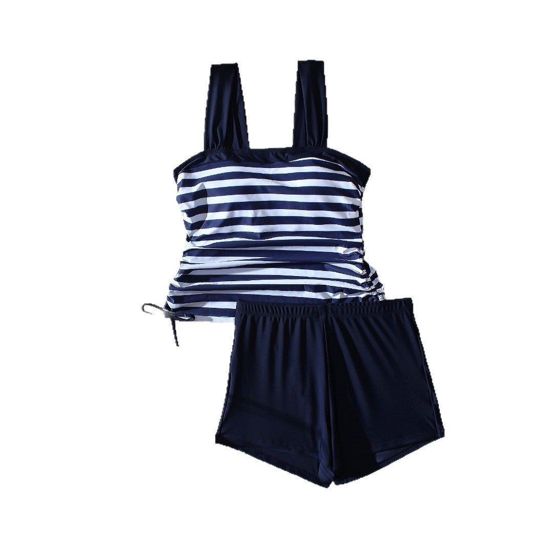 Plus Size Bikini Boxers Split Printed Swimwear