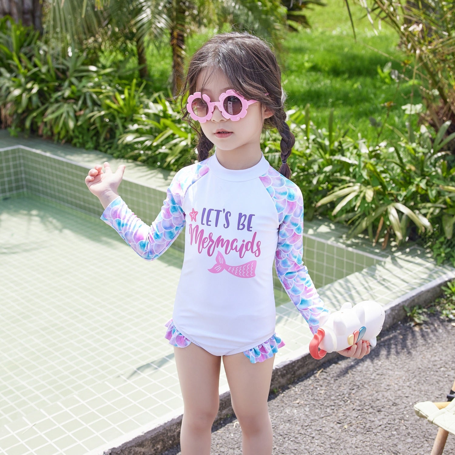 Kids One-piece Long Sleeves Swimwear