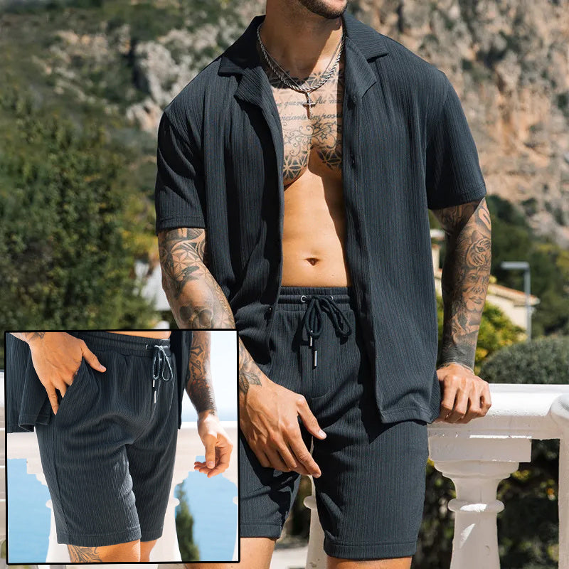 Men's Two Piece Beach Short Sleeve Set