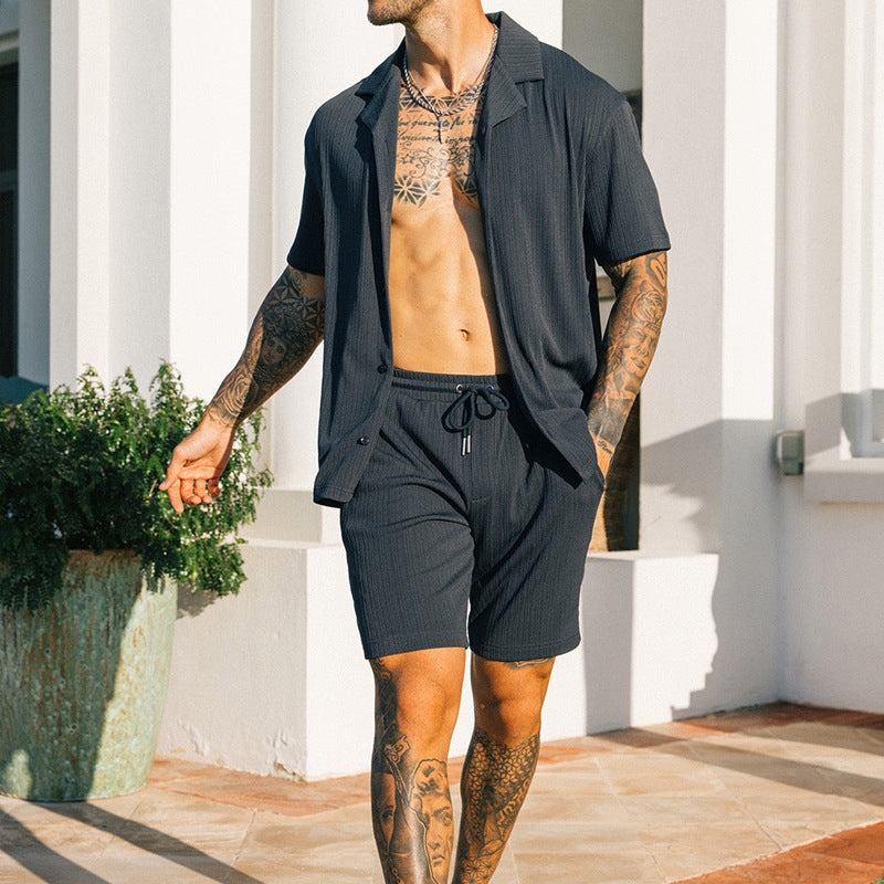 Men's Two Piece Beach Short Sleeve Set