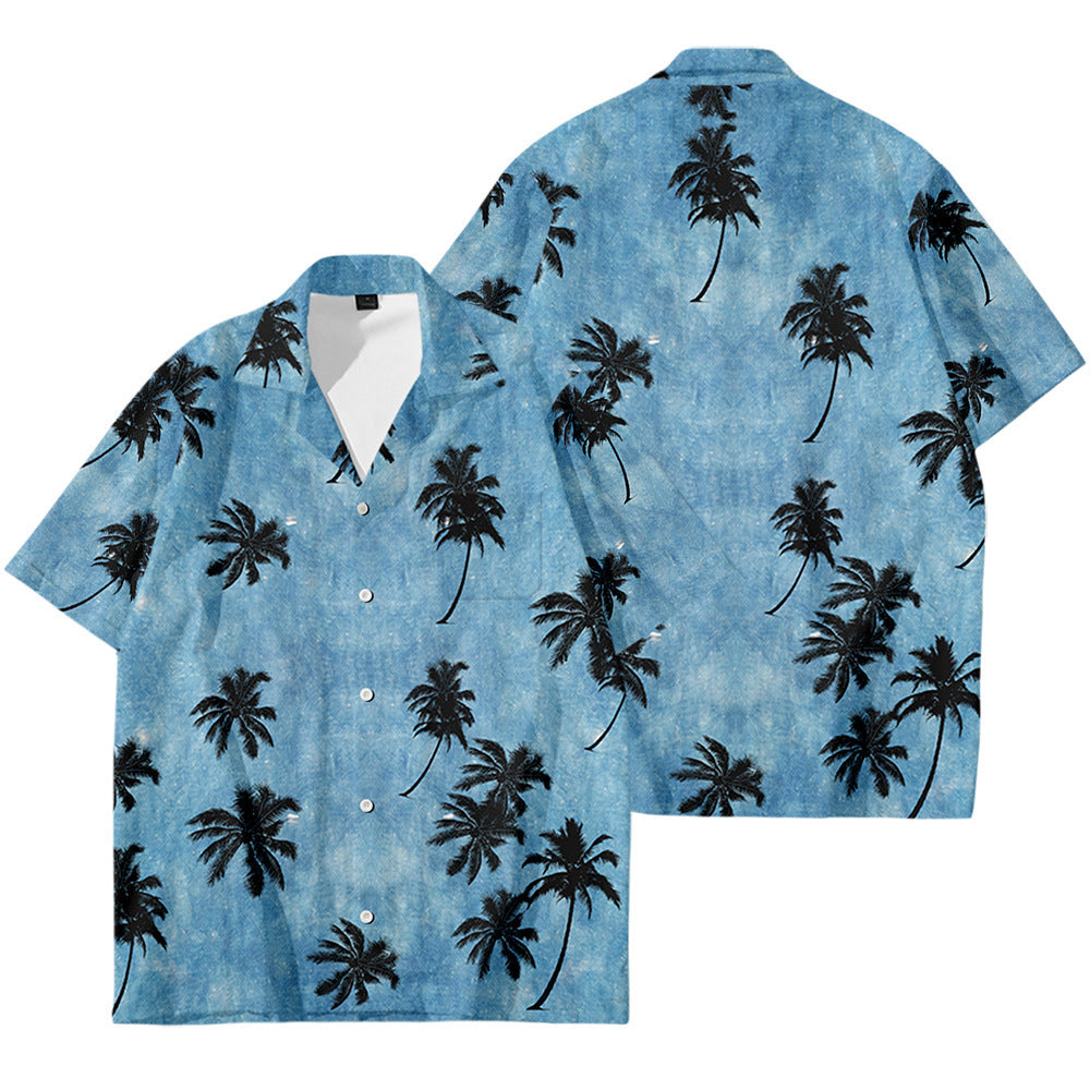 Men's Oversized Hawaiian Palm Pocket Shirt