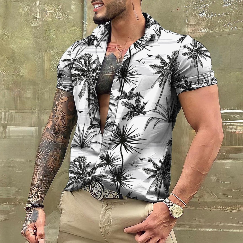 Hawaiian Short Sleeve Shirt Men's Lapel Shirt