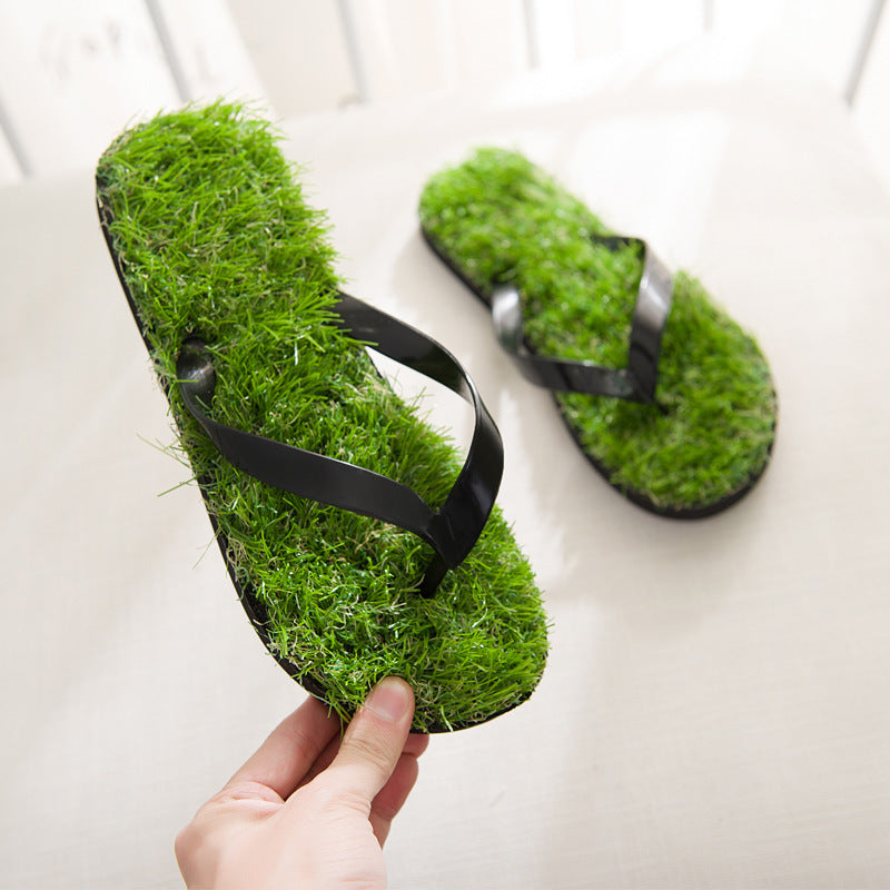 Couple's Artificial Grass Beach Slippers