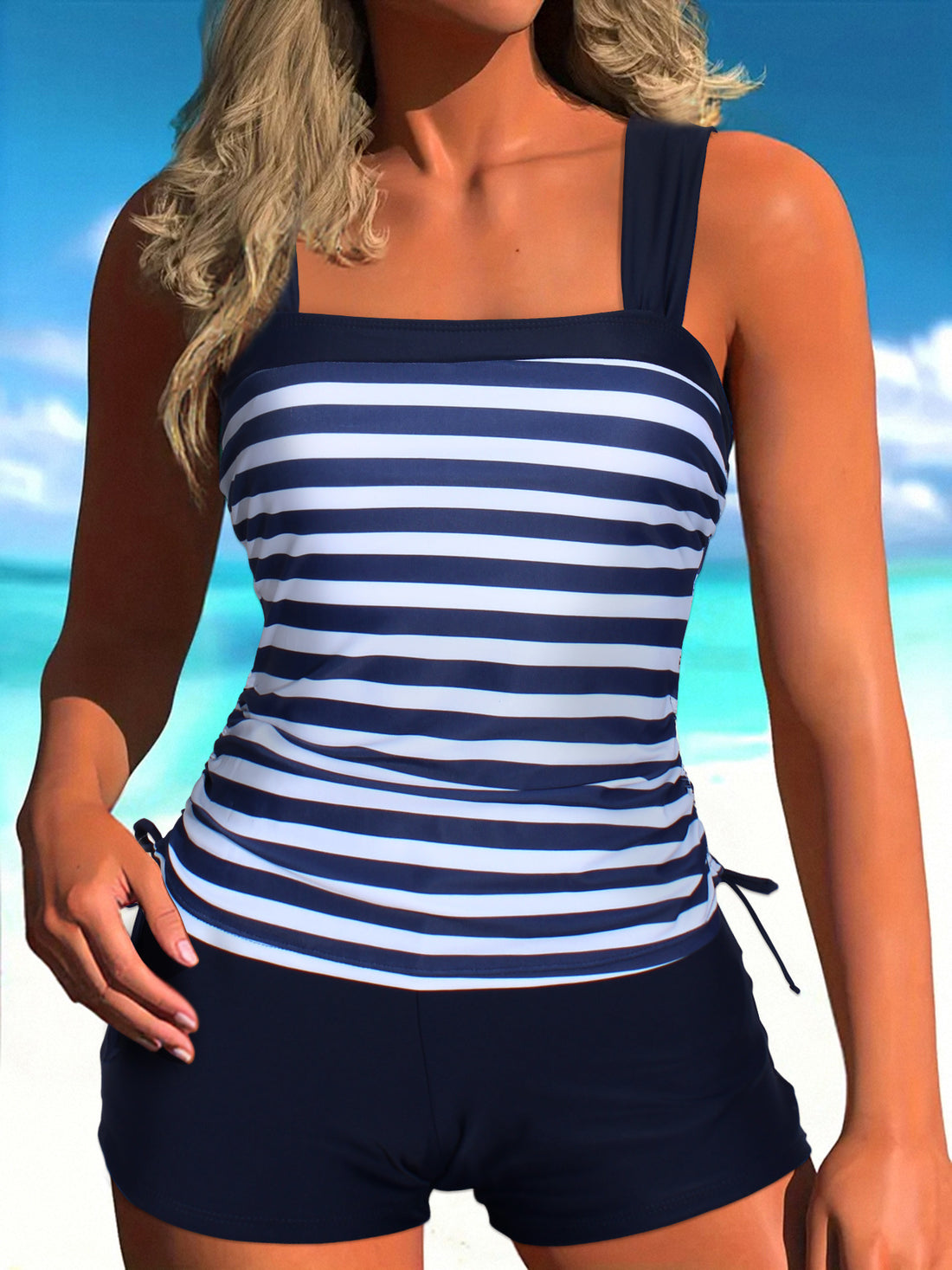 Plus Size Bikini Boxers Split Printed Swimwear