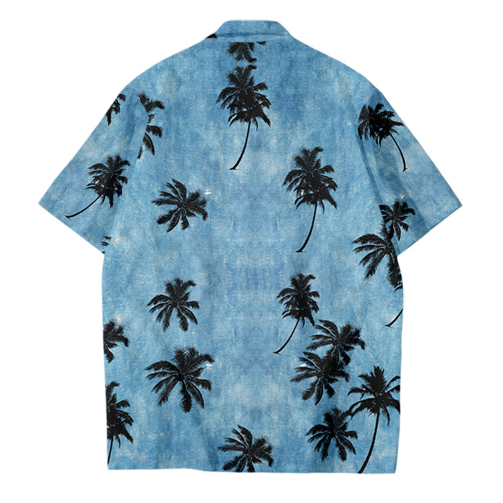 Men's Oversized Hawaiian Palm Pocket Shirt