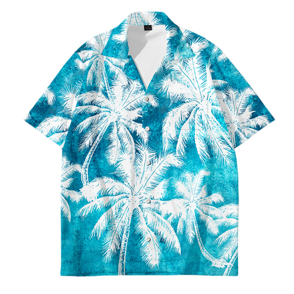 Men's Oversized Hawaiian Palm Pocket Shirt
