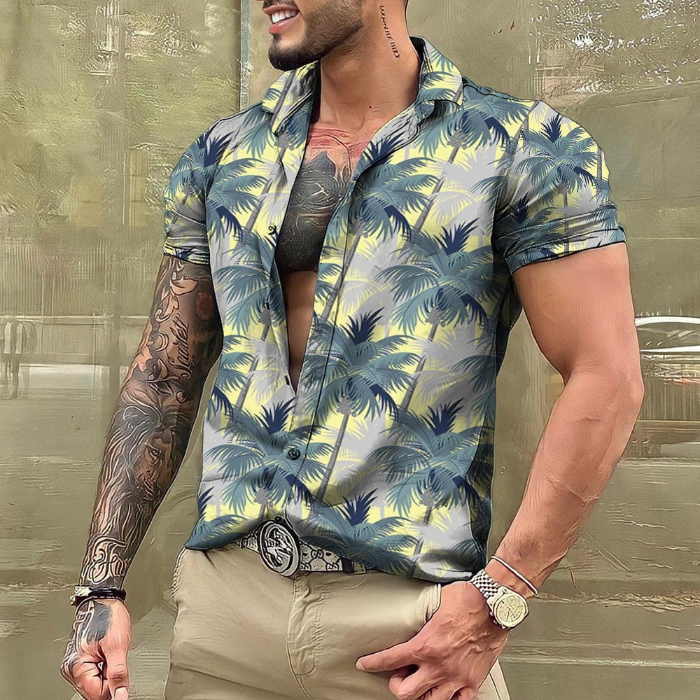 Hawaiian Short Sleeve Shirt Men's Lapel Shirt