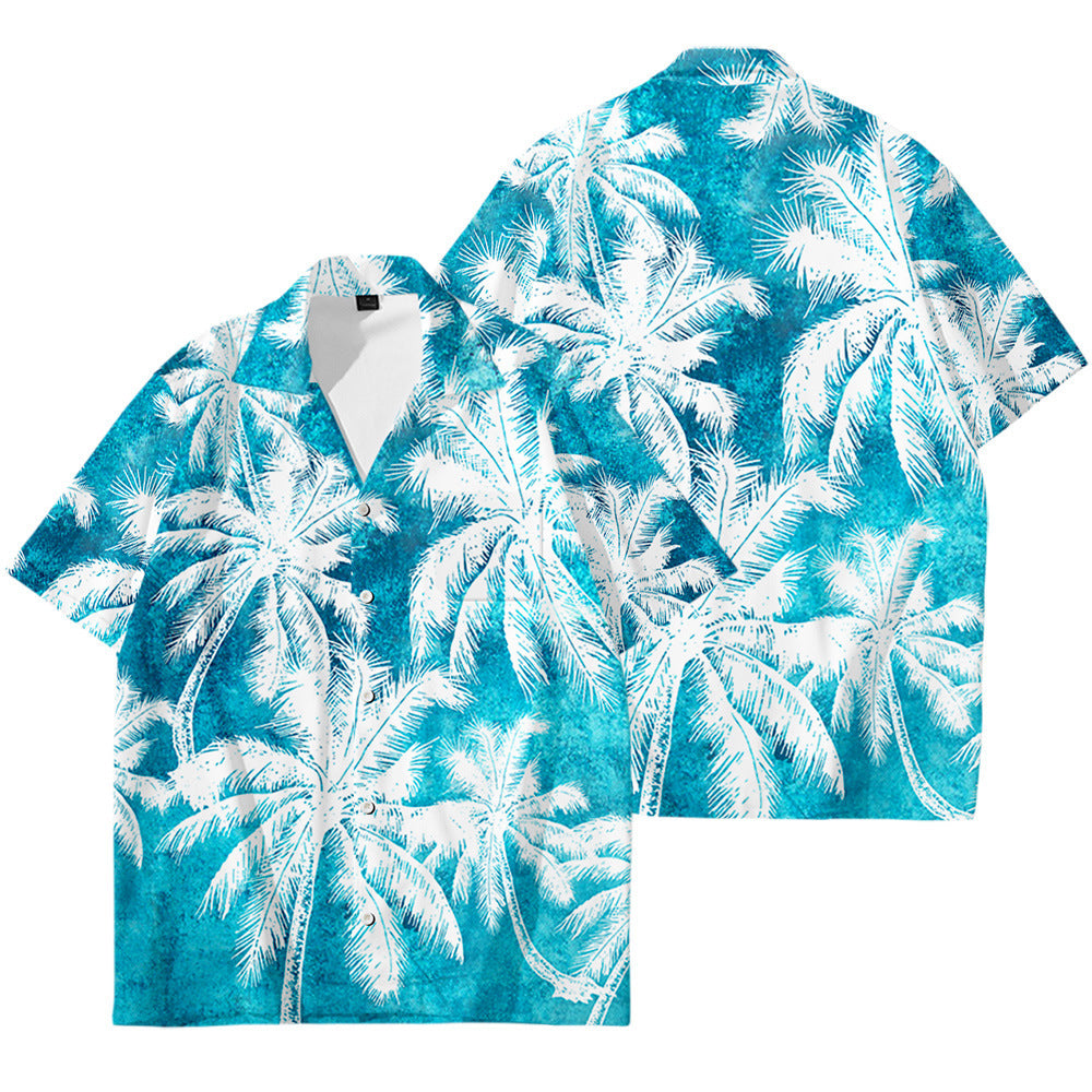 Men's Oversized Hawaiian Palm Pocket Shirt